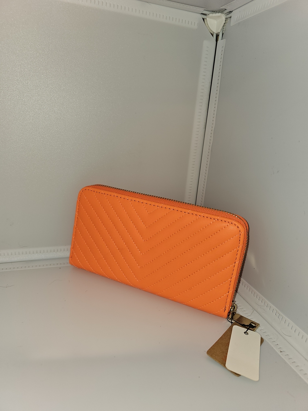 Quilted Zip-Around Wallet - Orange